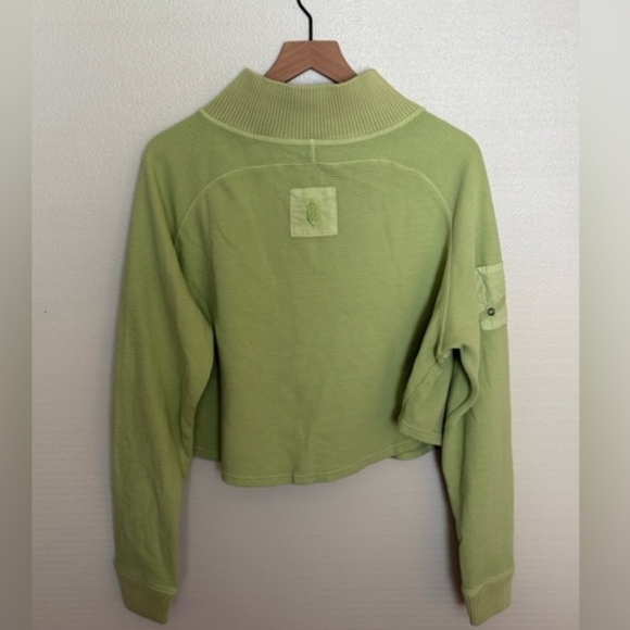 FREE PEOPLE So Fly Henley Layer Snap Front Pullover Lightening Lime XL RARE NWOT - Picture 7 of 13